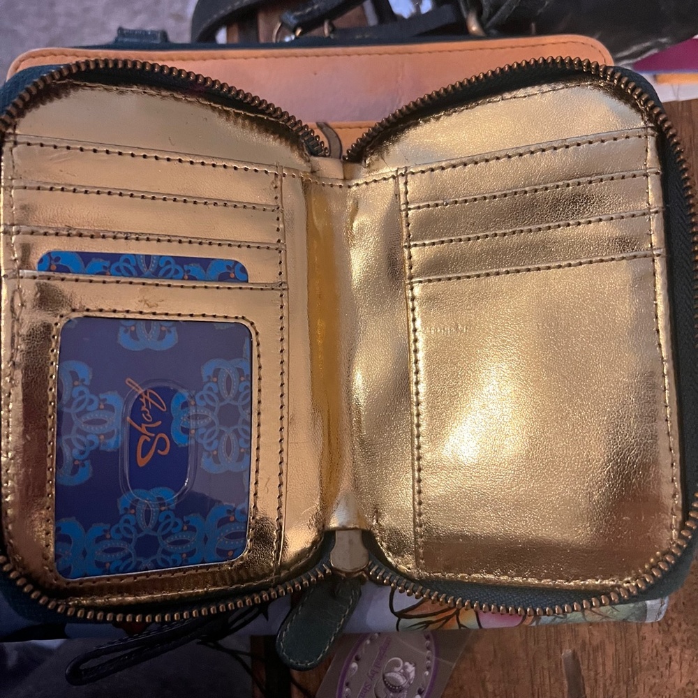 Original by Sharif Hand Painted Leather Bird Floral Crossbody & Wallet - Picture 14 of 14
